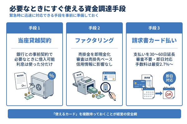 必要なときにすぐ使える資金調達手段の図解