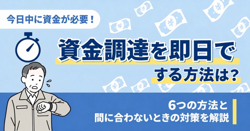 資金調達を即日でする方法は？6つの方法と間に合わないときの対策を解説
